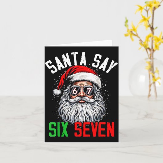 Cool Santa Says Six Seven Funny Christmas 67 Meme  カード (黄色い花)
