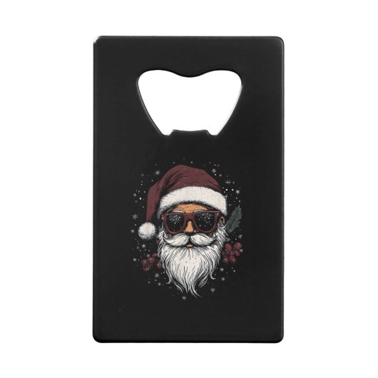 Cool Santa with Sunglasses Christmas クレジットカード栓抜き (正面)