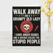Cool Sarcastic Quote Walk Away I Am A Grumpy Old カード (黄色い花)