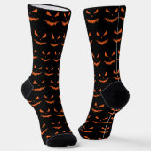 Cool scary Jack O'Lantern Halloween orange black ソックス (傾斜あり)