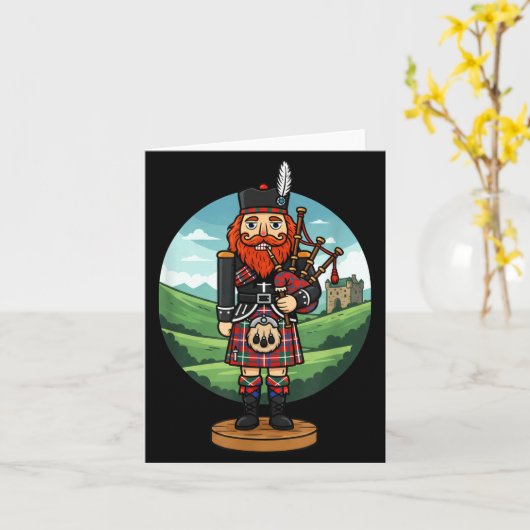 Cool Scottish Nutcracker Bagpes  カード (黄色い花)
