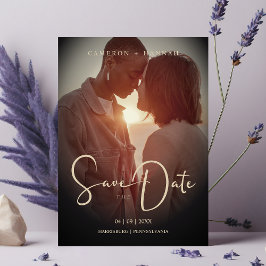 Cool Script Sophisticated Fake Golden Trendy Photo セーブザデート