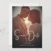 Cool Script Sophisticated Fake Golden Trendy Photo セーブザデート (正面)