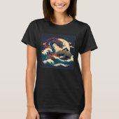 Cool Sea Dragon Illustration Ocean Waves Sunset Wo Tシャツ (正面)