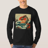 Cool Sea Dragon Illustration Ocean Waves Sunset Wo Tシャツ (正面)