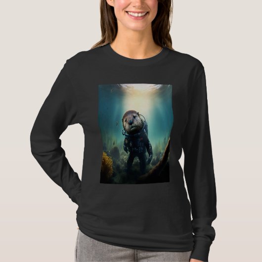Cool Sea Otter Costume Scuba Diving Otter Tシャツ (正面)
