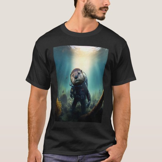 Cool Sea Otter Costume Scuba Diving Otter Tシャツ (正面)