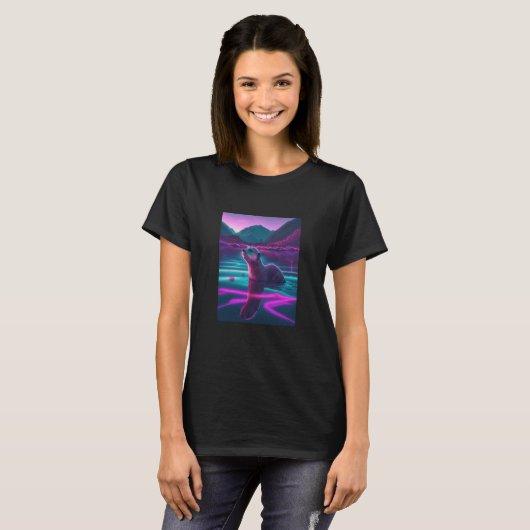 Cool Sea Otter Synthwave Wandering Otter  2 Tシャツ (正面フル)