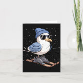 Cool Seagull On Skis - Nordic Winter Seagulls Aprè カード (正面)