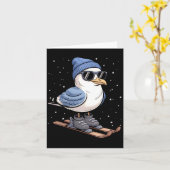 Cool Seagull On Skis - Nordic Winter Seagulls Aprè カード (黄色い花)