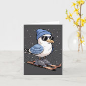 Cool Seagull On Skis - Nordic Winter Seagulls Aprè カード (黄色い花)
