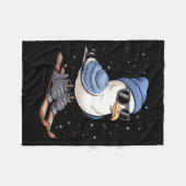 Cool Seagull On Skis - Nordic Winter Seagulls Aprè フリースブランケット (正面(横))