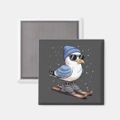 Cool Seagull On Skis - Nordic Winter Seagulls Aprè マグネット (正面/裏面)