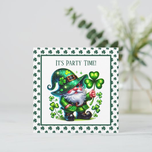 Cool shamrock tiled pattern leprechaun 招待状 (スタンド正面)