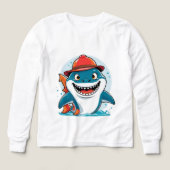 Cool Shark Adventure – Kids’ Long Sleeve Tee (デザイン正面)