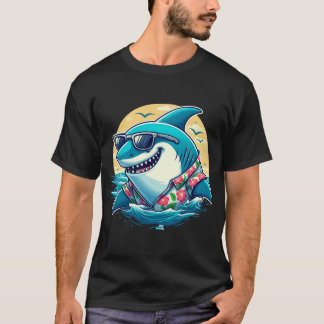 Cool Shark in Hawaiian Shirt - Summer Beach Vibes Tシャツ