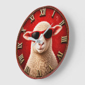 Cool Sheep Funny Farmhouse Sheep Decor ラージ壁時計 (傾斜)
