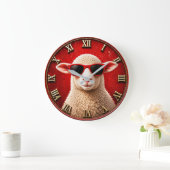 Cool Sheep Funny Farmhouse Sheep Decor ラージ壁時計 (ホーム)
