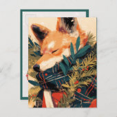 Cool Shiba Inu in Christmas Winter シーズンポストカード (正面/裏面)