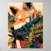 Cool Shiba Inu in Christmas Winter ポスター (正面)