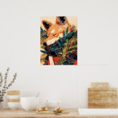 Cool Shiba Inu in Christmas Winter ポスター (キッチン)