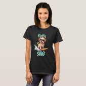 Cool Shih Tzu Surfing Dog Tシャツ (正面フル)