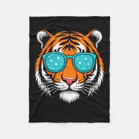 Cool Shirts For Boys Kids, Funny Tiger Sungles  フリースブランケット (正面)