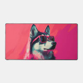 Cool Siberian Husky dog with sunglasses デスクマット (正面)