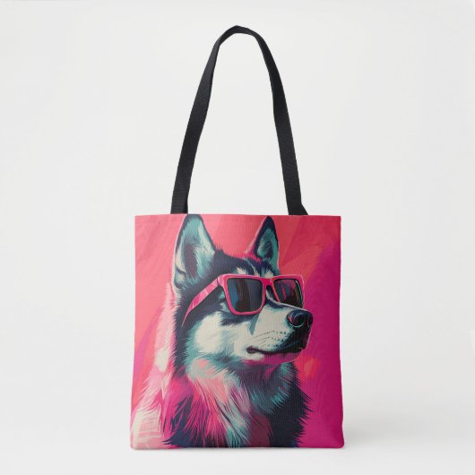 Cool Siberian Husky dog with sunglasses トートバッグ (正面)