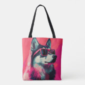 Cool Siberian Husky dog with sunglasses トートバッグ (裏面)