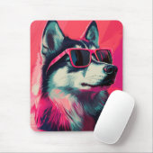Cool Siberian Husky dog with sunglasses マウスパッド (マウス)