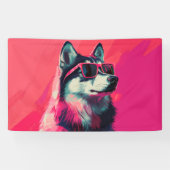 Cool Siberian Husky dog with sunglasses 横断幕 (横)