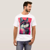 Cool Siberian Husky dog with sunglasses Tシャツ (正面フル)