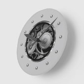 Cool Silver Tone Metal Gear Look Office Wall Clock ラウンド壁時計 (傾斜)