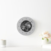 Cool Silver Tone Metal Gear Look Office Wall Clock ラウンド壁時計 (ホーム)