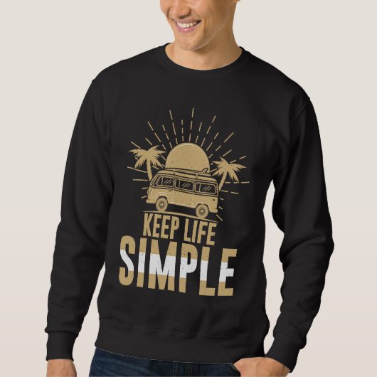 Cool Simple Life Vans Vacation Van Living Enthusia スウェットシャツ (正面)
