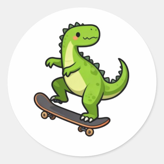 Cool Skateboarding Dinosaur Kids T-Shirt Design ラウンドシール (正面)