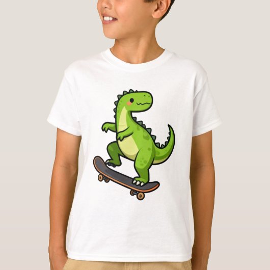 Cool Skateboarding Dinosaur Kids T-Shirt Design Tシャツ (正面)