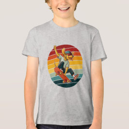 Cool Skateboarding Dog Illustration トライブレンドＴシャツ