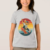 Cool Skateboarding Dog Illustration トライブレンドＴシャツ (正面)