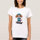 Cool Skater Puppy Illustration Tシャツ (正面)