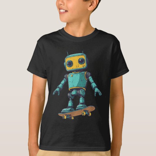 Cool Skating Robot With Skateboard Costume Tシャツ (正面)