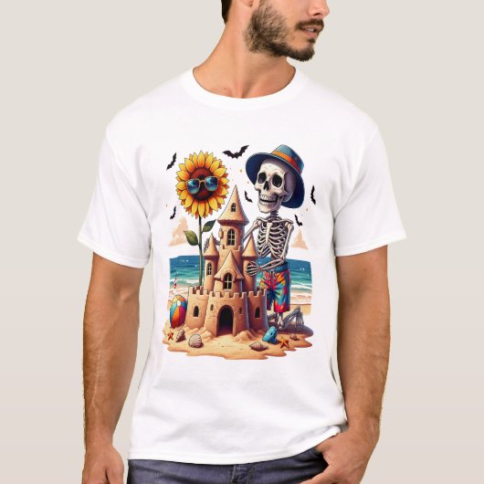 Cool Skeleton at the Beach Tシャツ (正面)