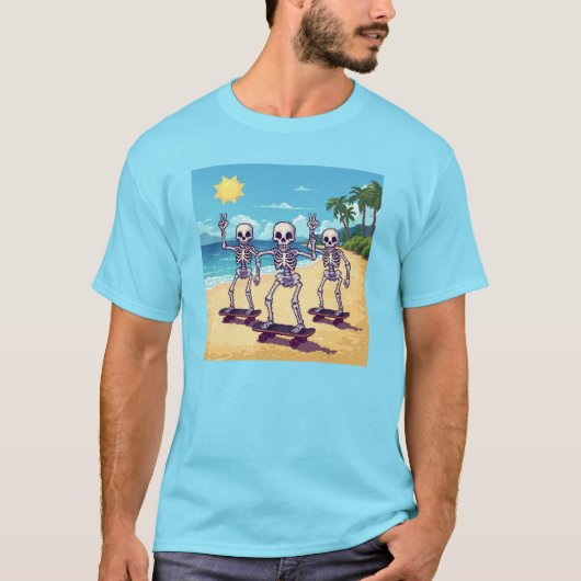Cool Skeletons At The Beach Design Tシャツ (正面)