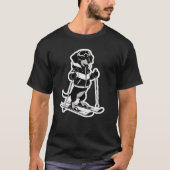 Cool Ski Dog Black and White Cartoon Tシャツ (正面)