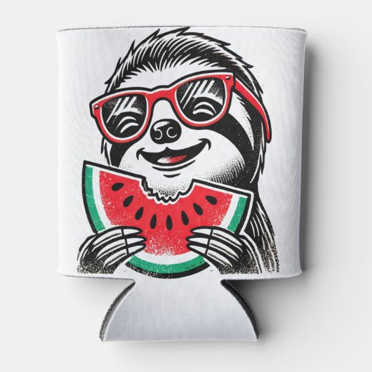 Cool Sloth Eating Watermelon 缶クーラー (正面)