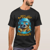 Cool Sloth Hello Summer Vacation Beach Summer Tシャツ (正面)