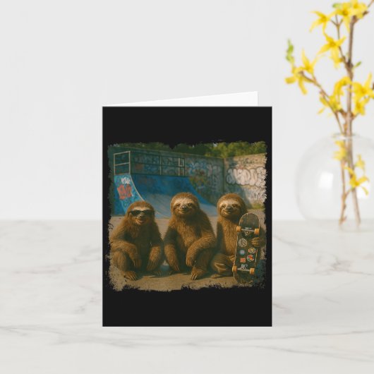 Cool Sloths Skatepark Vintage Photo  カード (黄色い花)