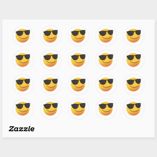 Cool Smiley Sticker | Fun Emoji Design ラウンドシール (シート)