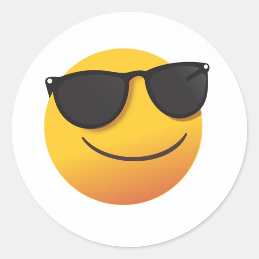 Cool Smiley Sticker | Fun Emoji Design ラウンドシール (正面)